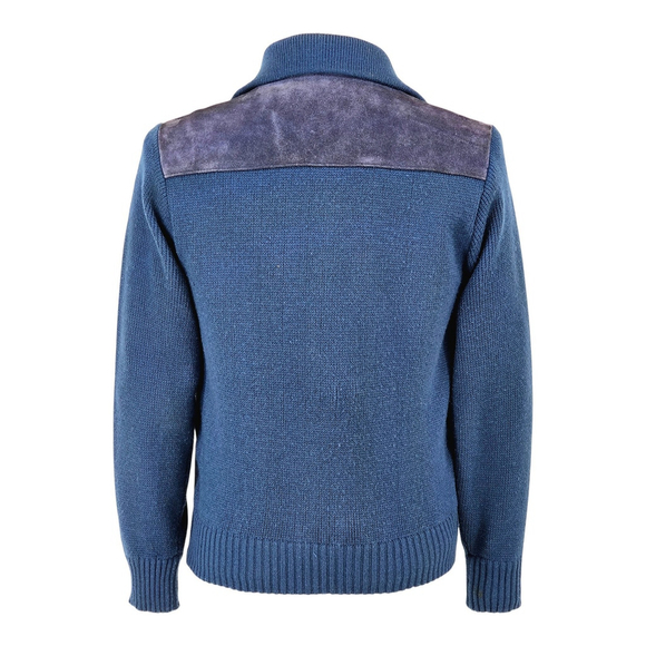 Vintage Royal Knight Leather Knit Jacket Mens Medium Blue Suede Zip - Picture 3 of 13